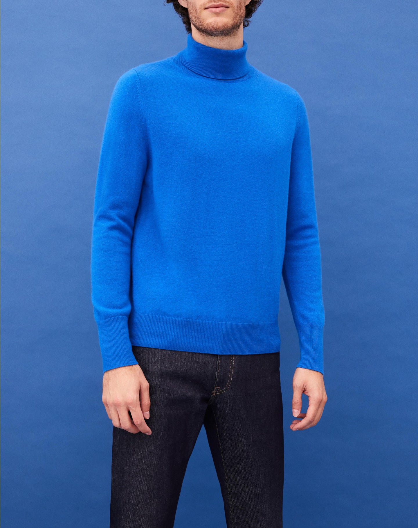 Pull col roulé classique en cachemire - Cobalt