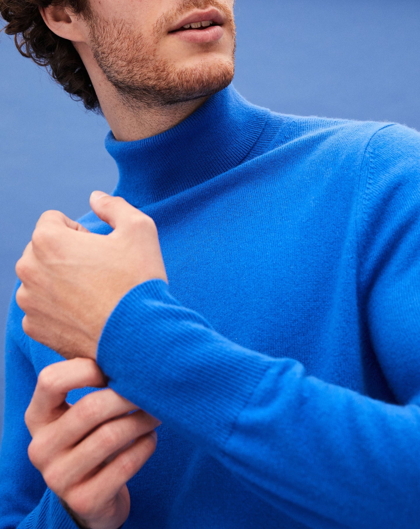Pull col roulé classique en cachemire - Cobalt