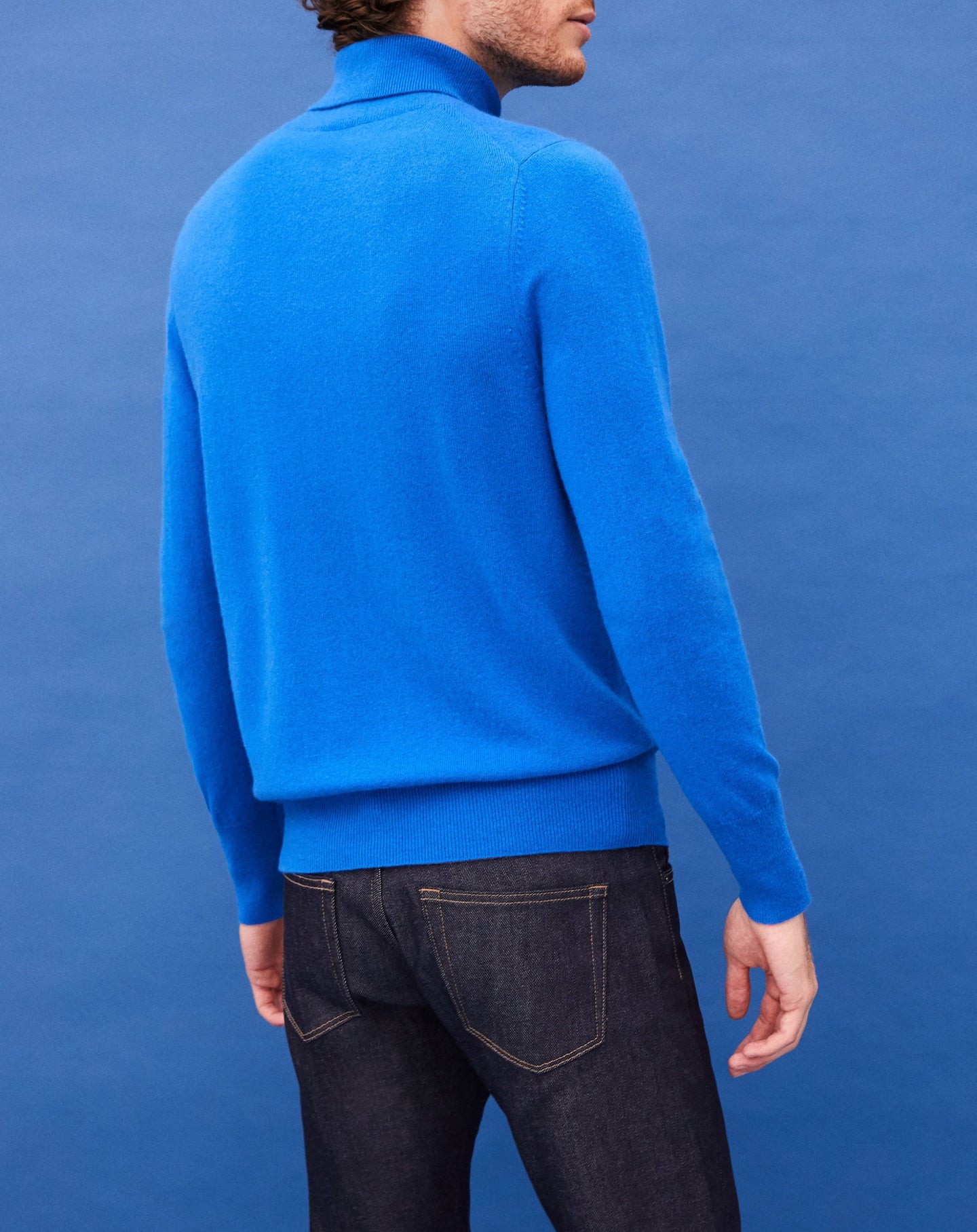 Pull col roulé classique en cachemire - Cobalt