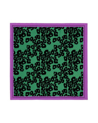 Leopard ikat print square in silk - Peppermint