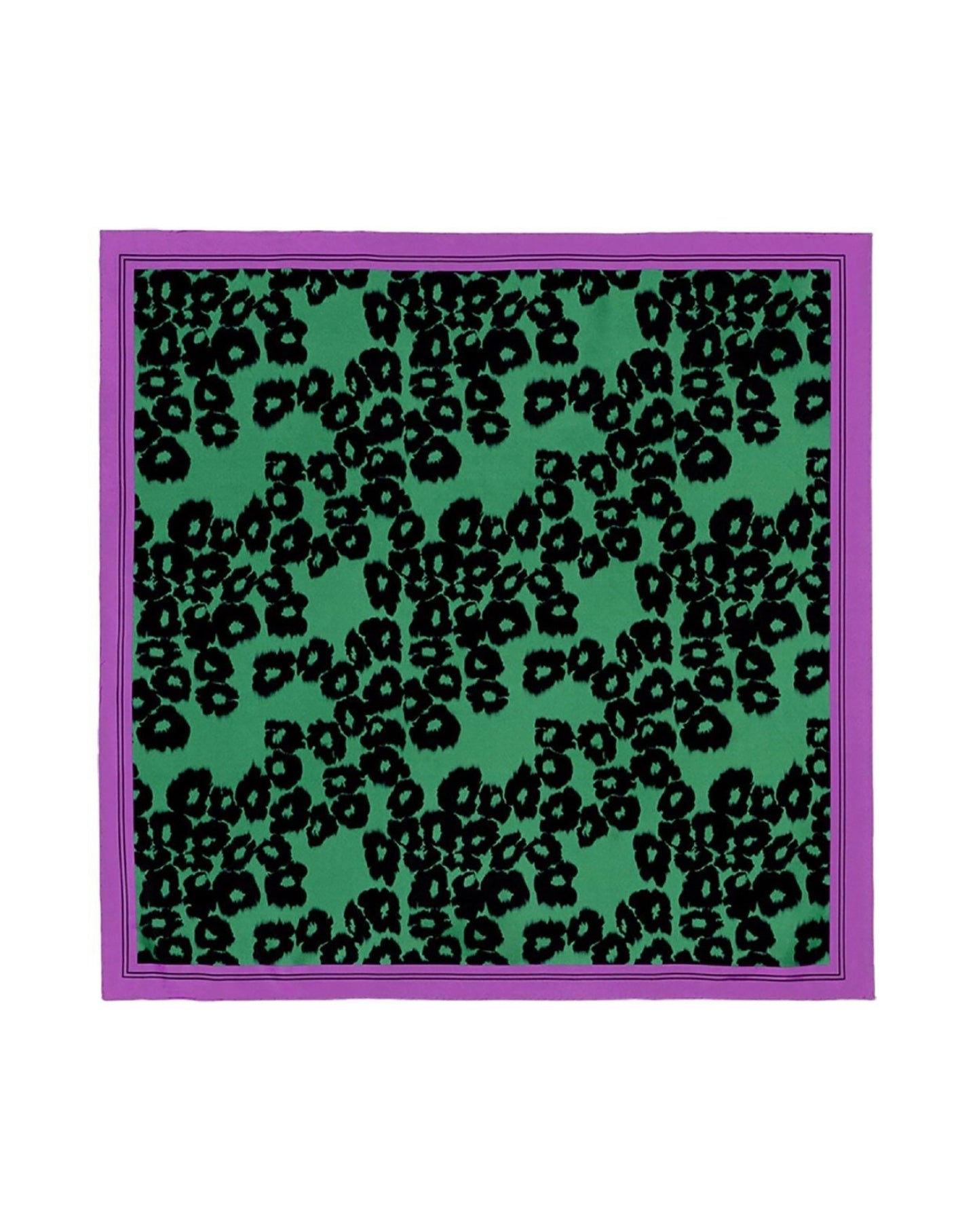 Leopard ikat print square in silk - Peppermint