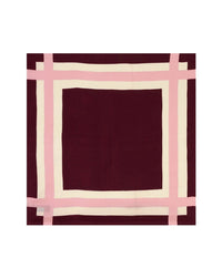 Plaid edged silk square - Sangria