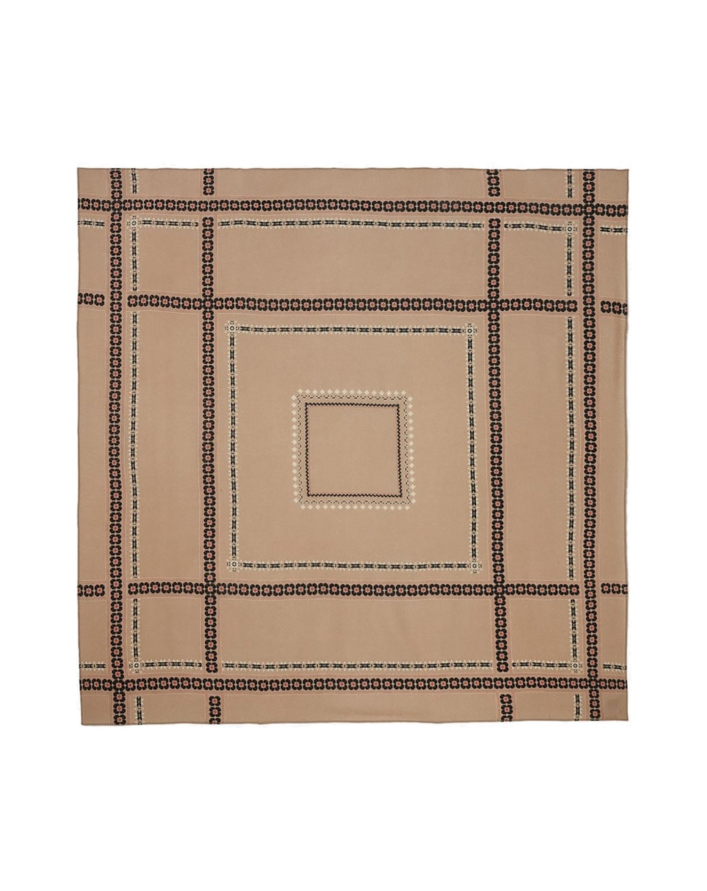 Fair Isle Edward cashmere print square - Camel