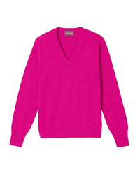 Pull V classique en cachemire - Fuchsia