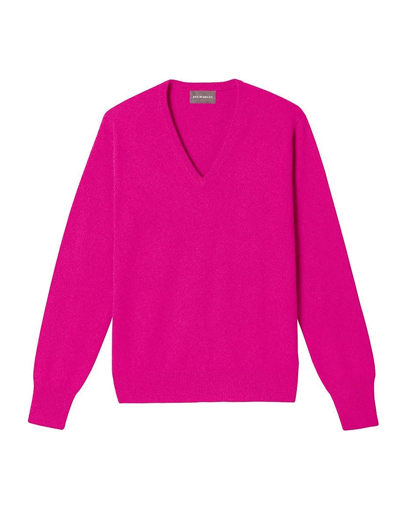 Pull V classique en cachemire - Fuchsia