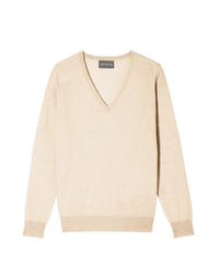 Ultra-fine cashmere V jumper - Nougat