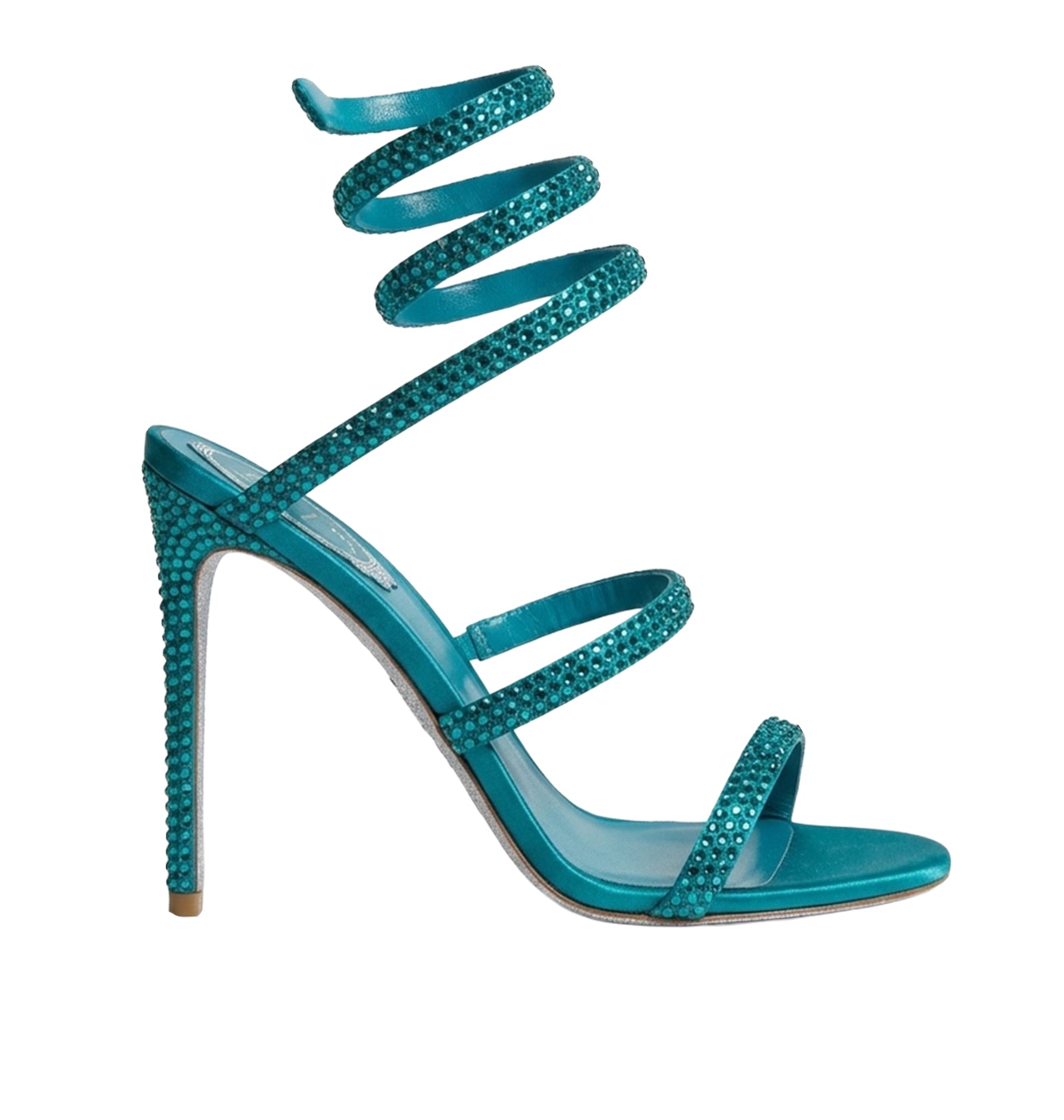 Cleopatra 105 satin rhinestone heels - Turchese & Blue Zircon