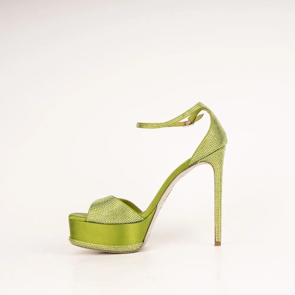 Sandales à plateforme Anastasia 130 à strass en satin - Limecicle