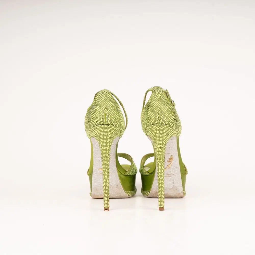 Sandales à plateforme Anastasia 130 à strass en satin - Limecicle