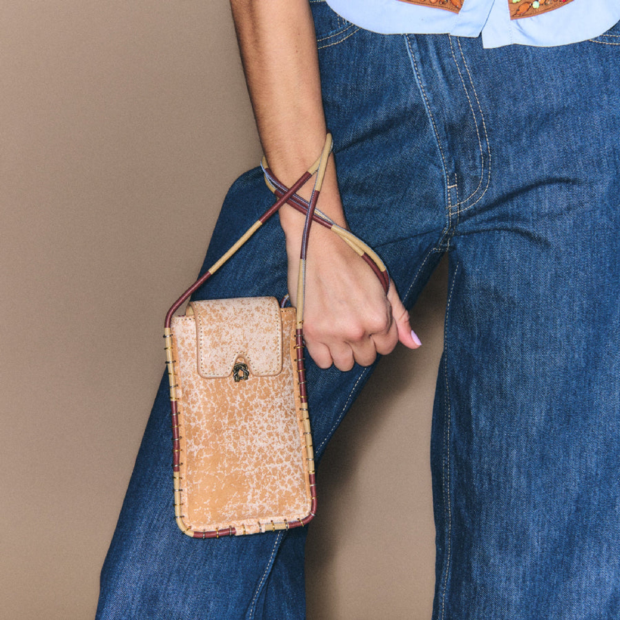 Étui à lunettes Emile en cuir - Sable