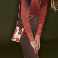 Étui à téléphone Marcus en coton et lézard - Rouge