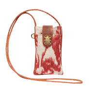 Étui à téléphone Marcus en coton et lézard - Rouge