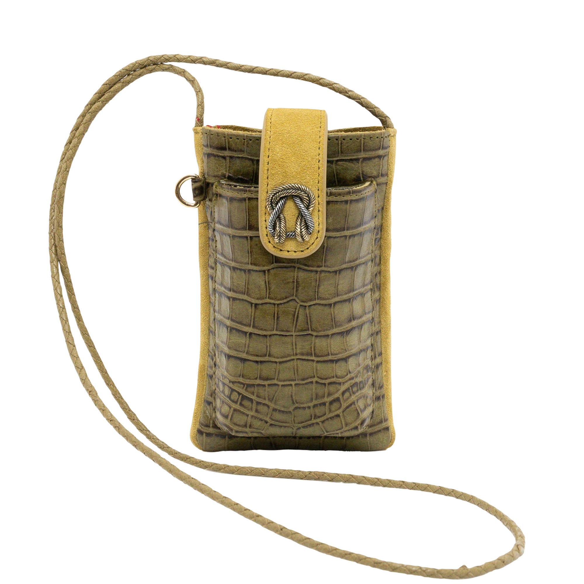 ZZ HORS LIGNE Étui à téléphone Marcus en cuir - Kaki