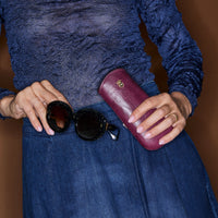 ZZ HORS LIGNE Étui à lunettes Maya en cuir craquelé - Grenat