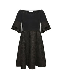 Robe Evaelle en maille et dentelle - Black