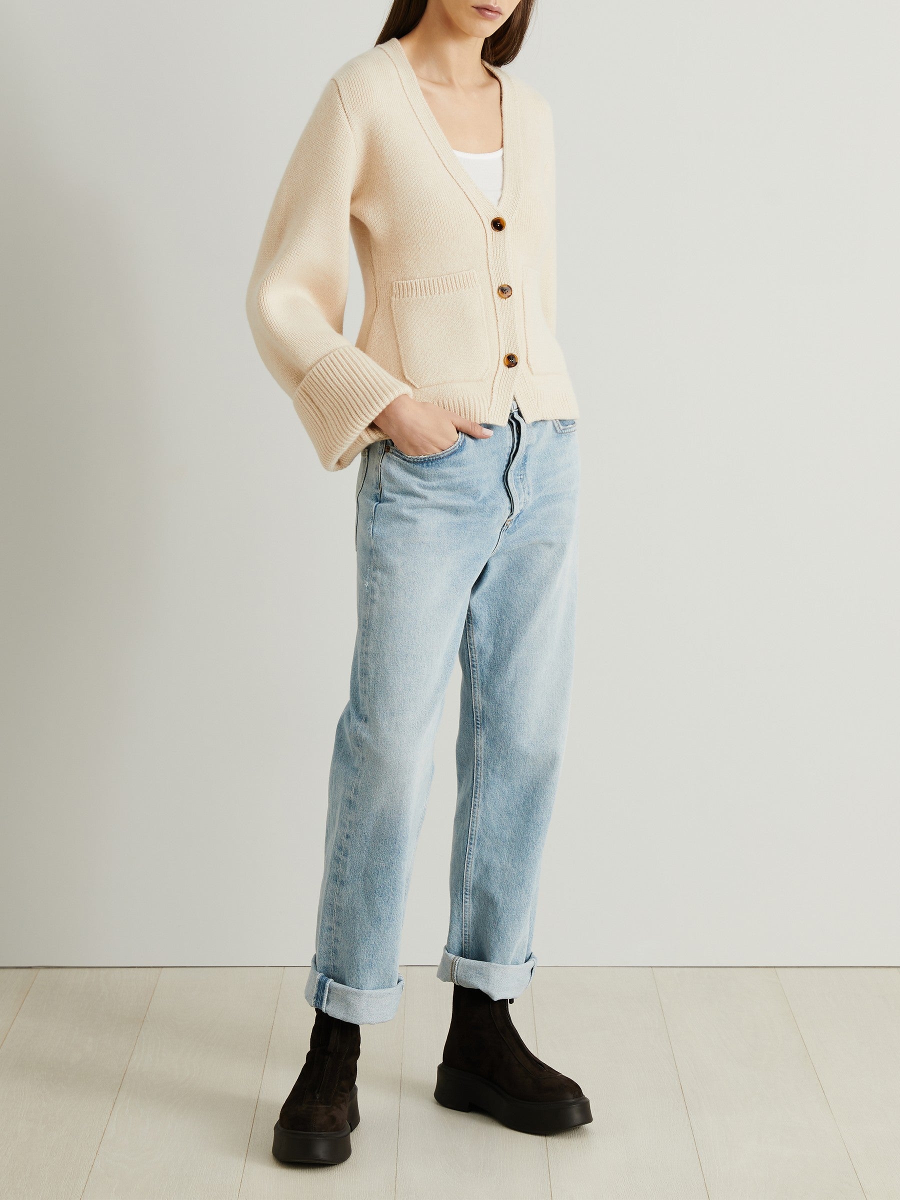 Lucy cardigan in cashmere - Custard