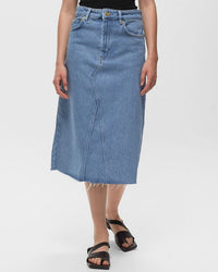 Jupe midi épais en denim - Light Blue Stone