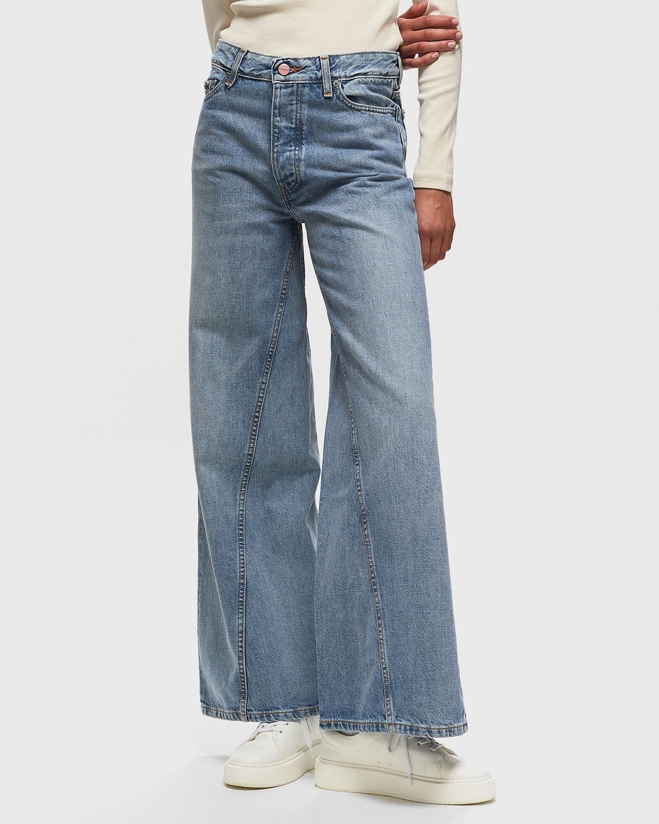 Pantalon large Joezy en denim - Light Blue Vintage
