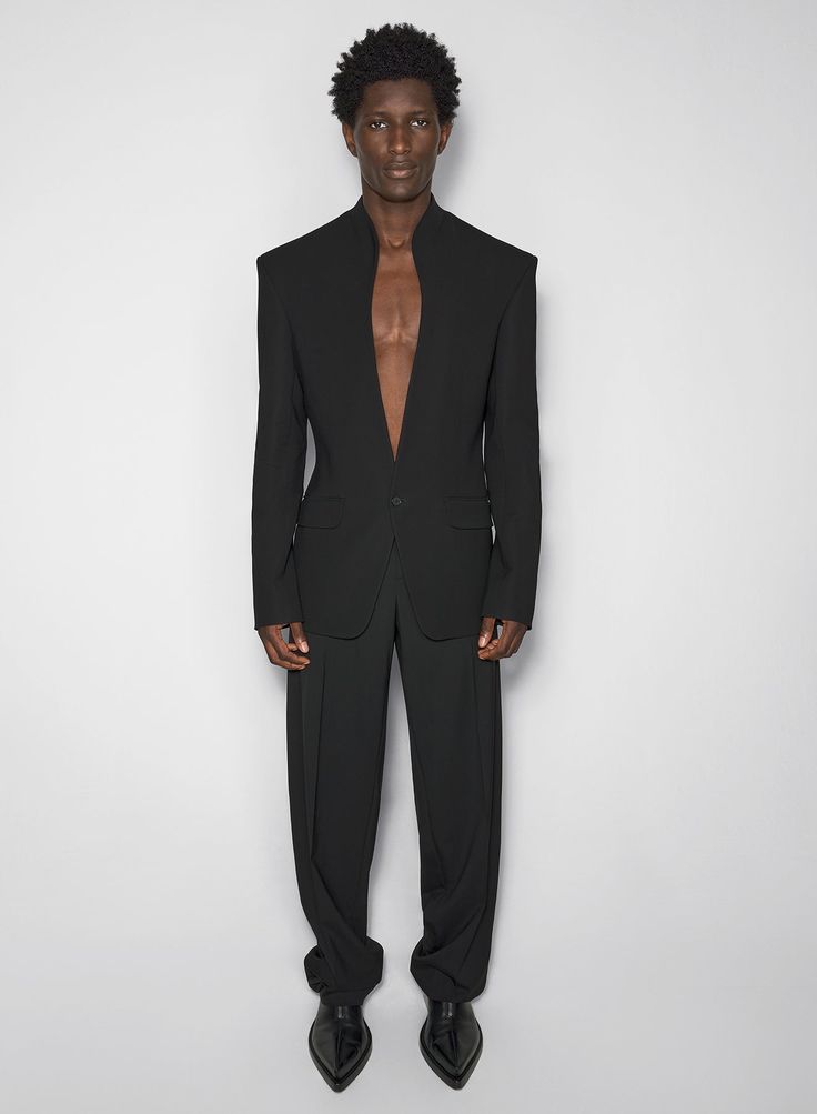 Veste cintrée sans col - Black