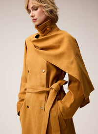 CORN SCARF DETAIL SUEDE TRENCH