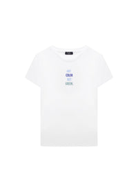 T-shirt con frase multicolor