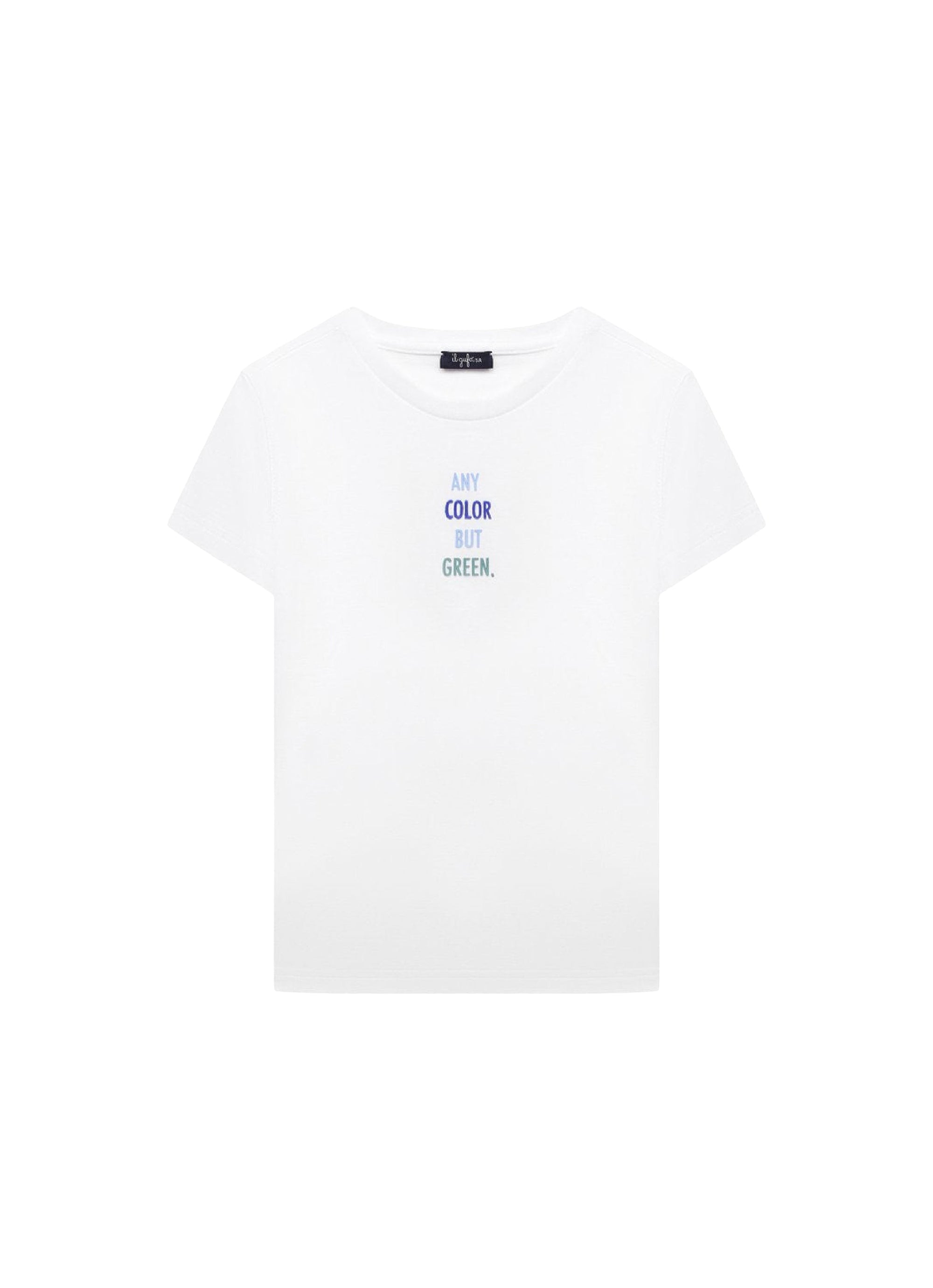 T-shirt con frase multicolor