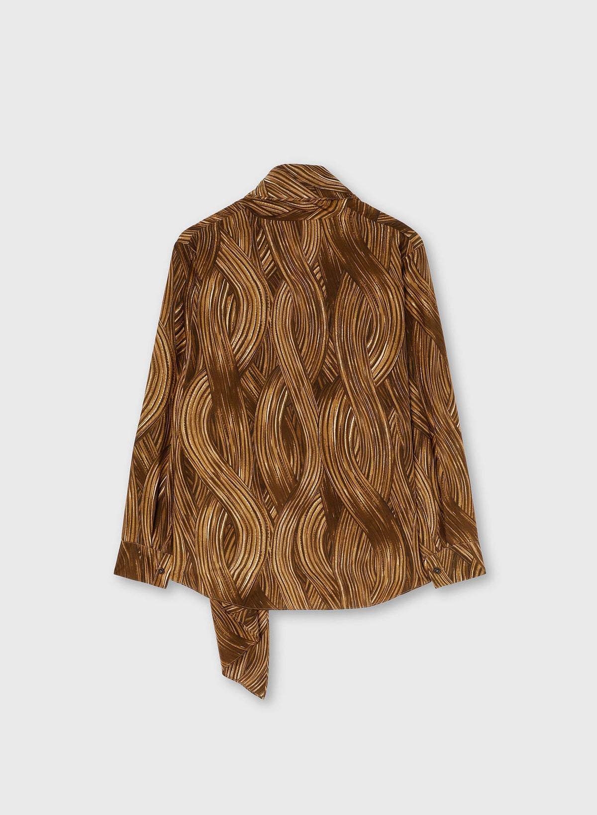CAMEL PRINTED SILK SCARF DETAIL BLOUSE
