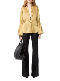 Tie-detail silk blouse - Gold