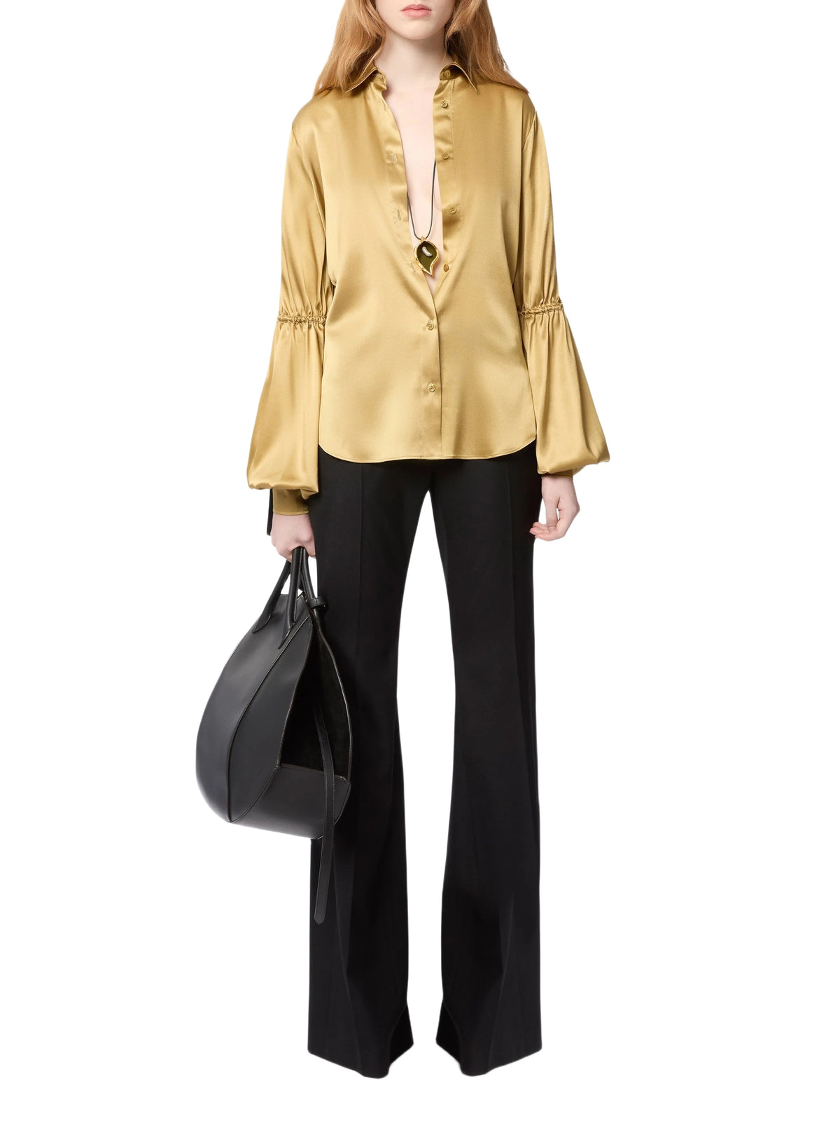Tie-detail silk blouse - Gold
