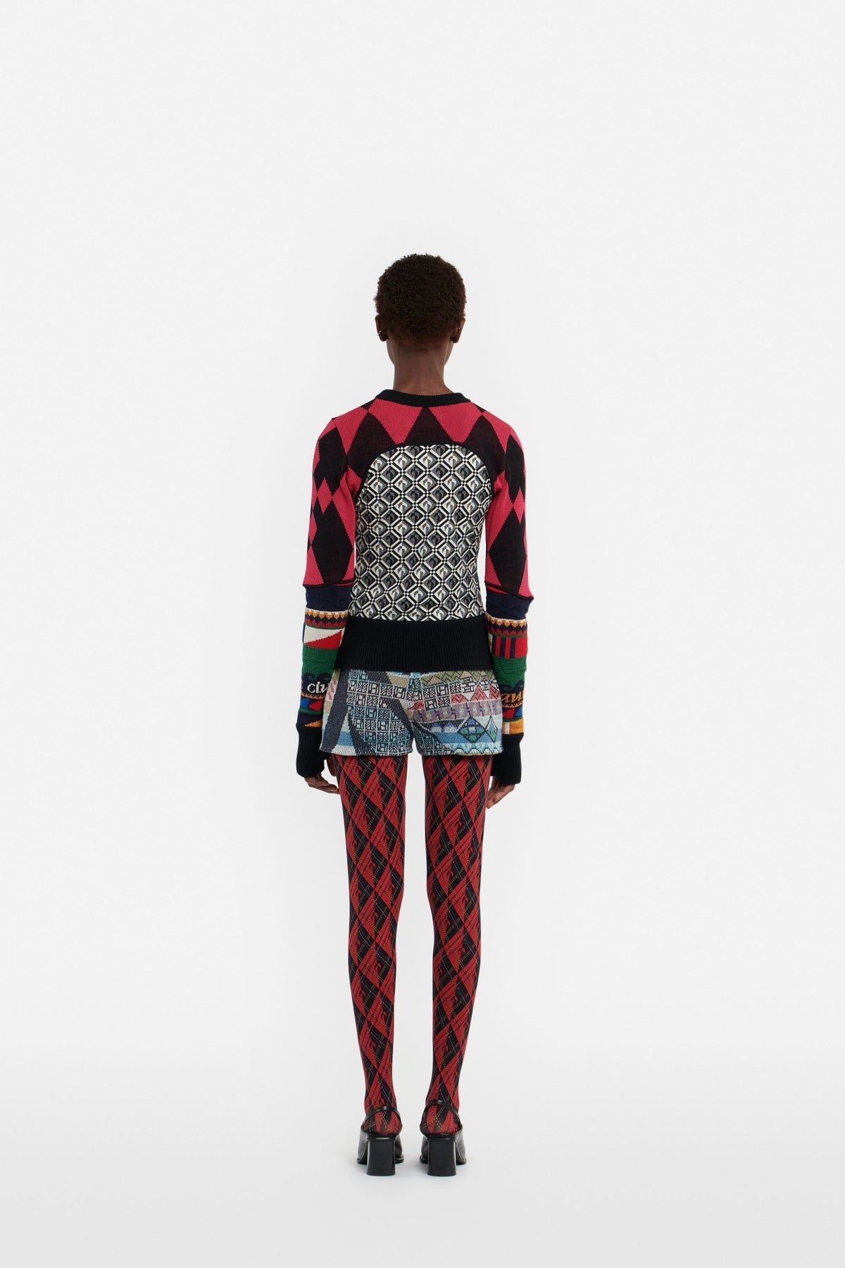 Short en laine tricot mélangé Upcyclé - Multicolor