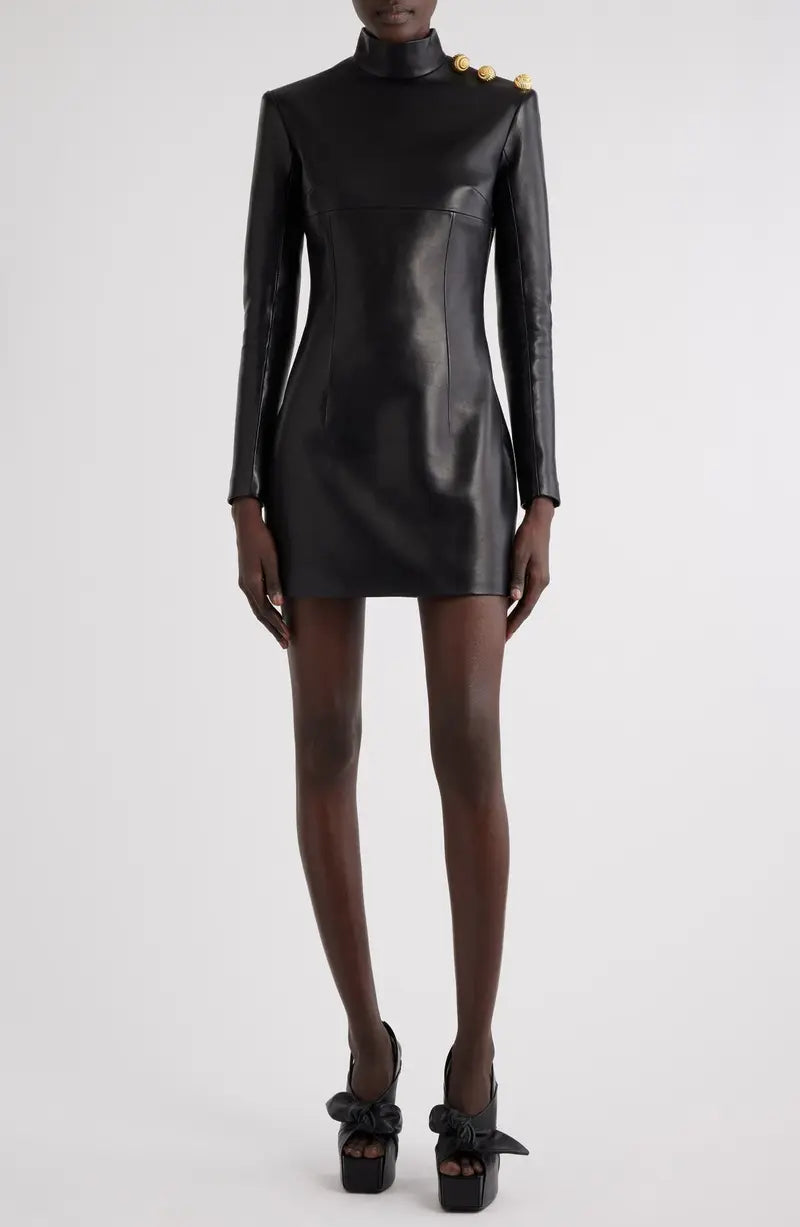 Short leather dress - Black