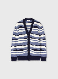 NAVY JACQUARD KNIT CARDIGAN