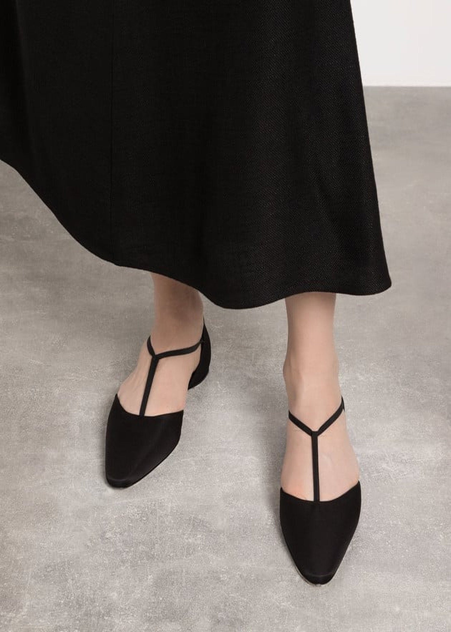 Ballerines plates en soie - Black