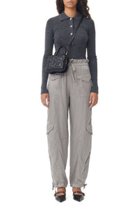 Pantalon cargo à poches en satin - Frost Gray