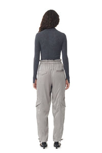 Pantalon cargo à poches en satin - Frost Gray
