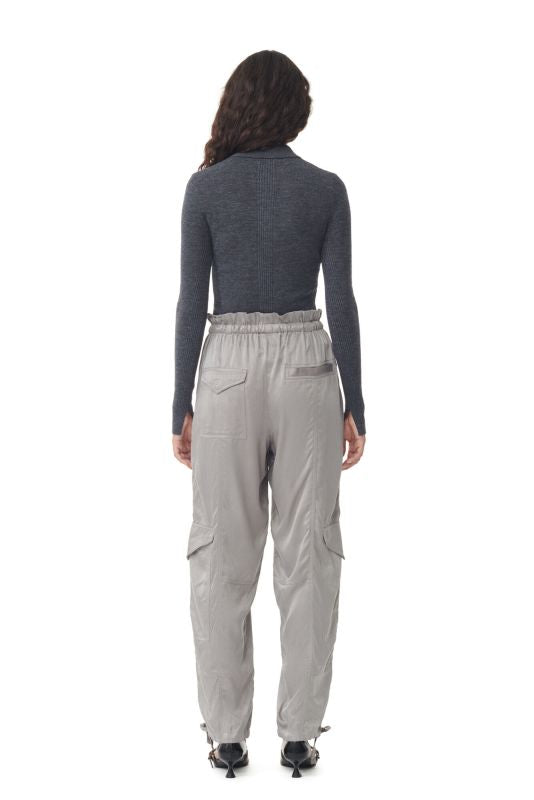Pantalon cargo à poches en satin - Frost Gray