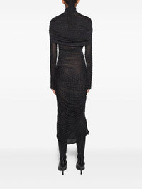 BLACK // black embellished ruched dress