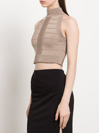Sleeveless cropped top - Sand