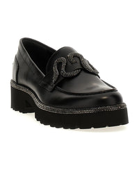Morgana rhinestone leather loafers - Nero & Jet Hematite