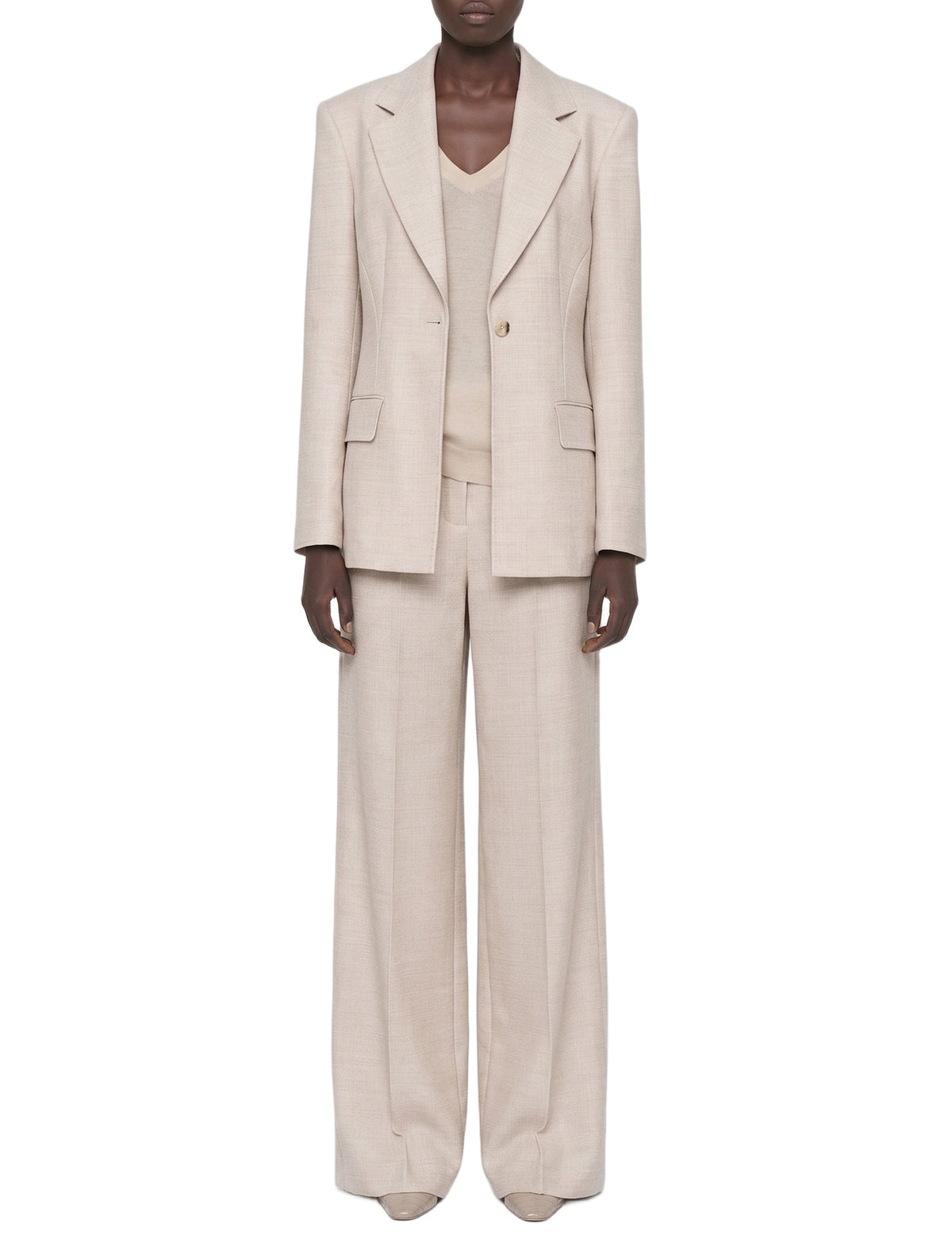 Fallon wool blazer - Powder Melange