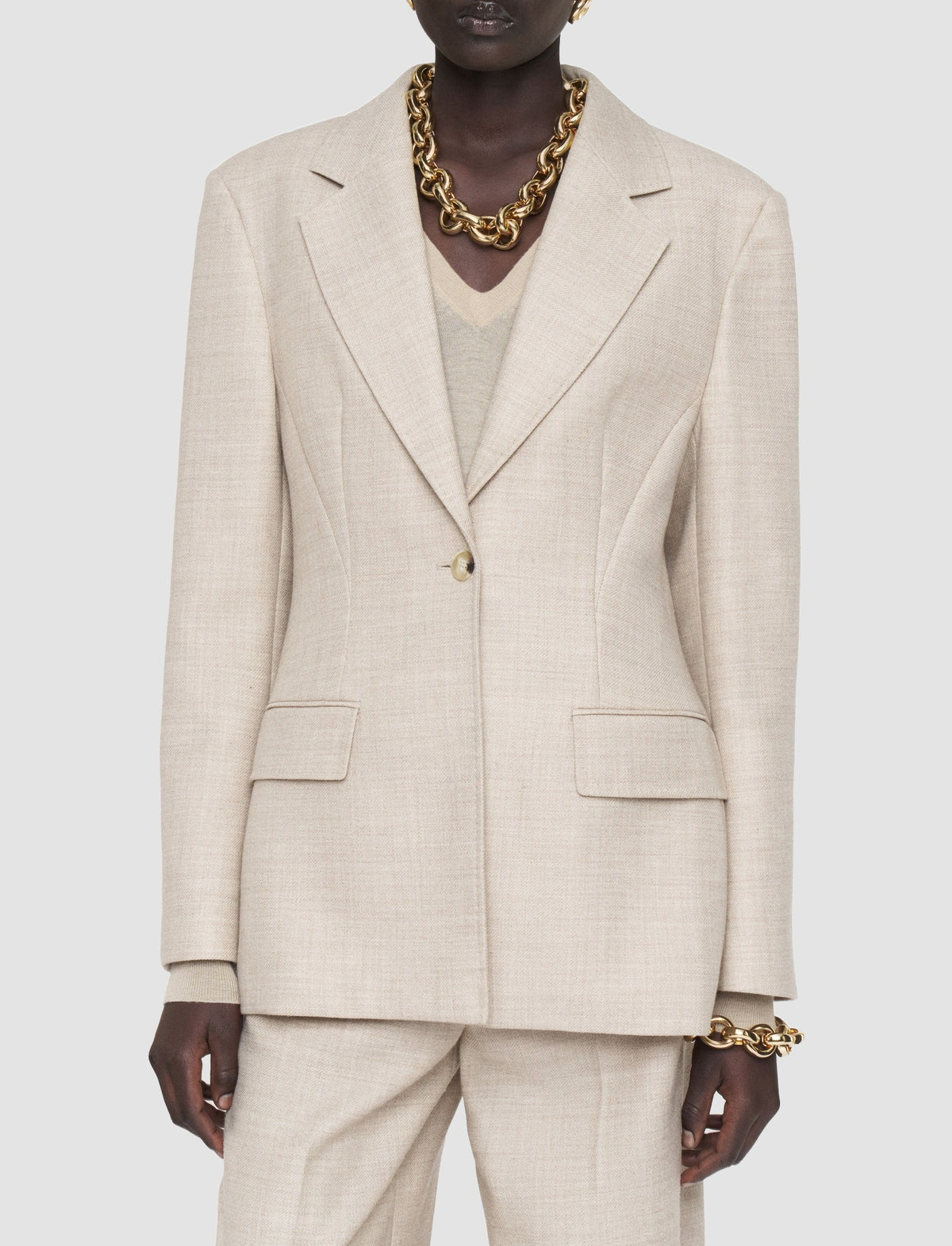 Fallon wool blazer - Powder Melange