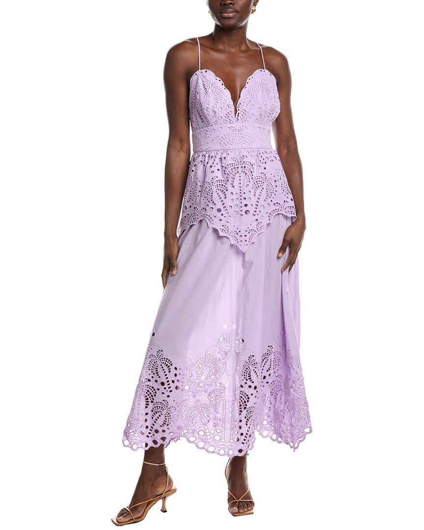 Cotton palm tree midi dress - Purple