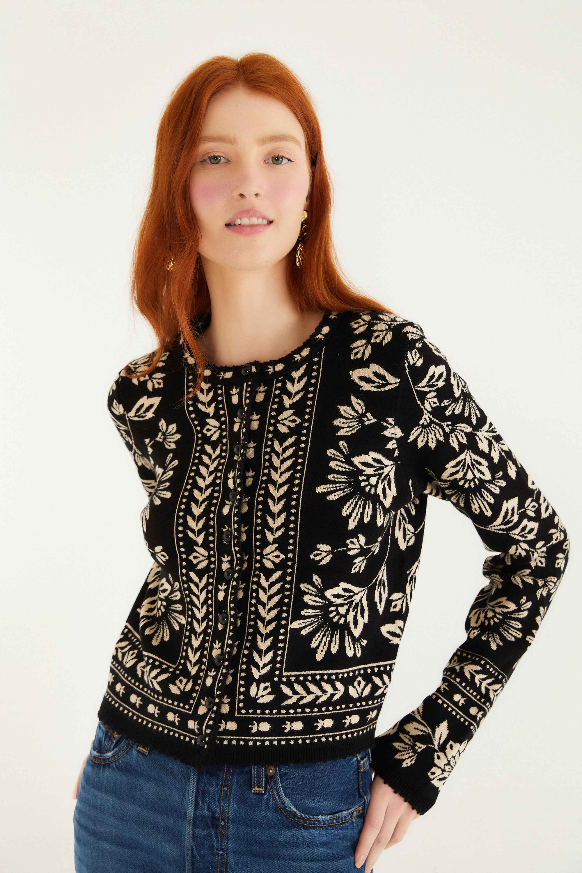 Flower Bloom Black Cardigan - Flower Bloom Black