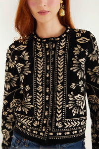 Flower Bloom Black Cardigan - Flower Bloom Black