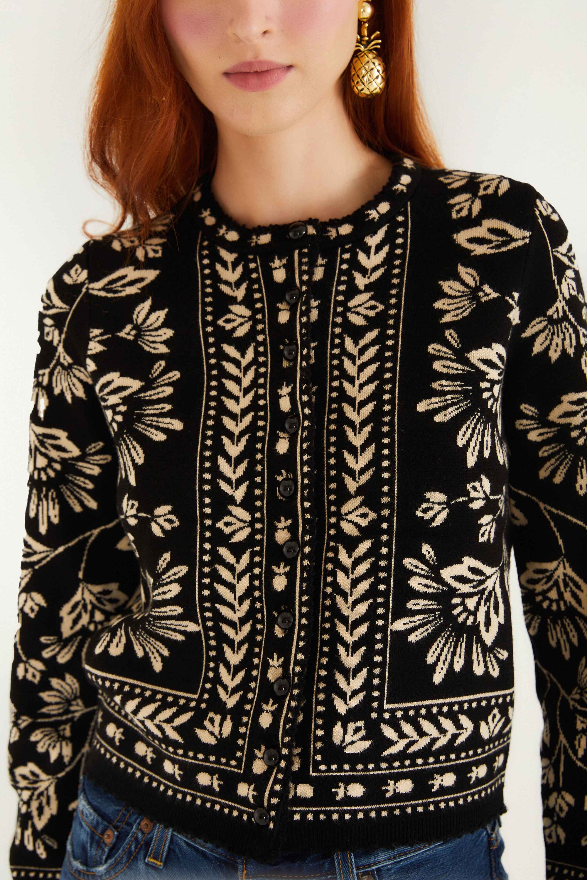 Flower Bloom Black Cardigan - Flower Bloom Black