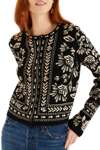 FELIX_JAMBES_Flower Bloom Black Cardigan - Flower Bloom Black