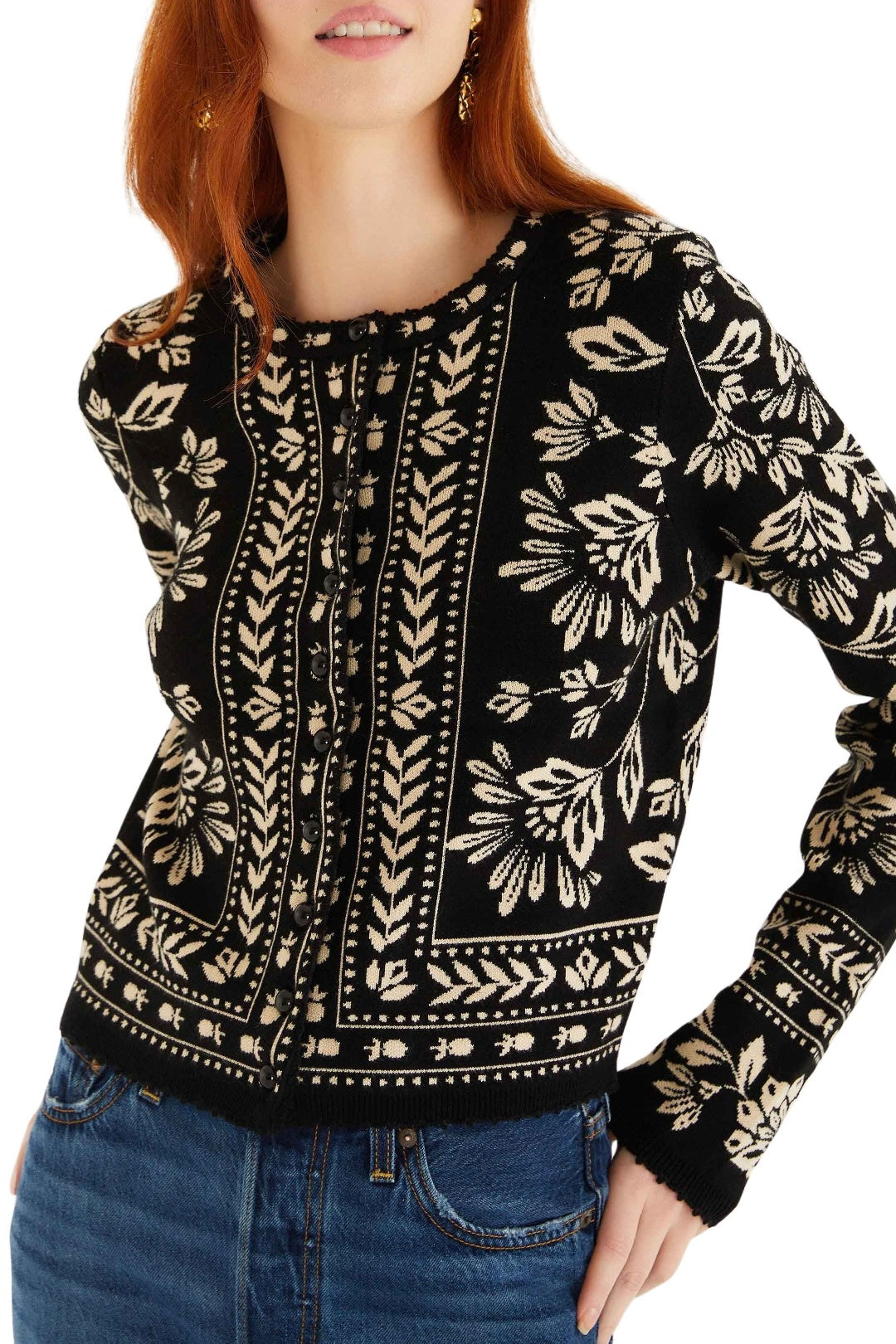FELIX_JAMBES_Flower Bloom Black Cardigan - Flower Bloom Black