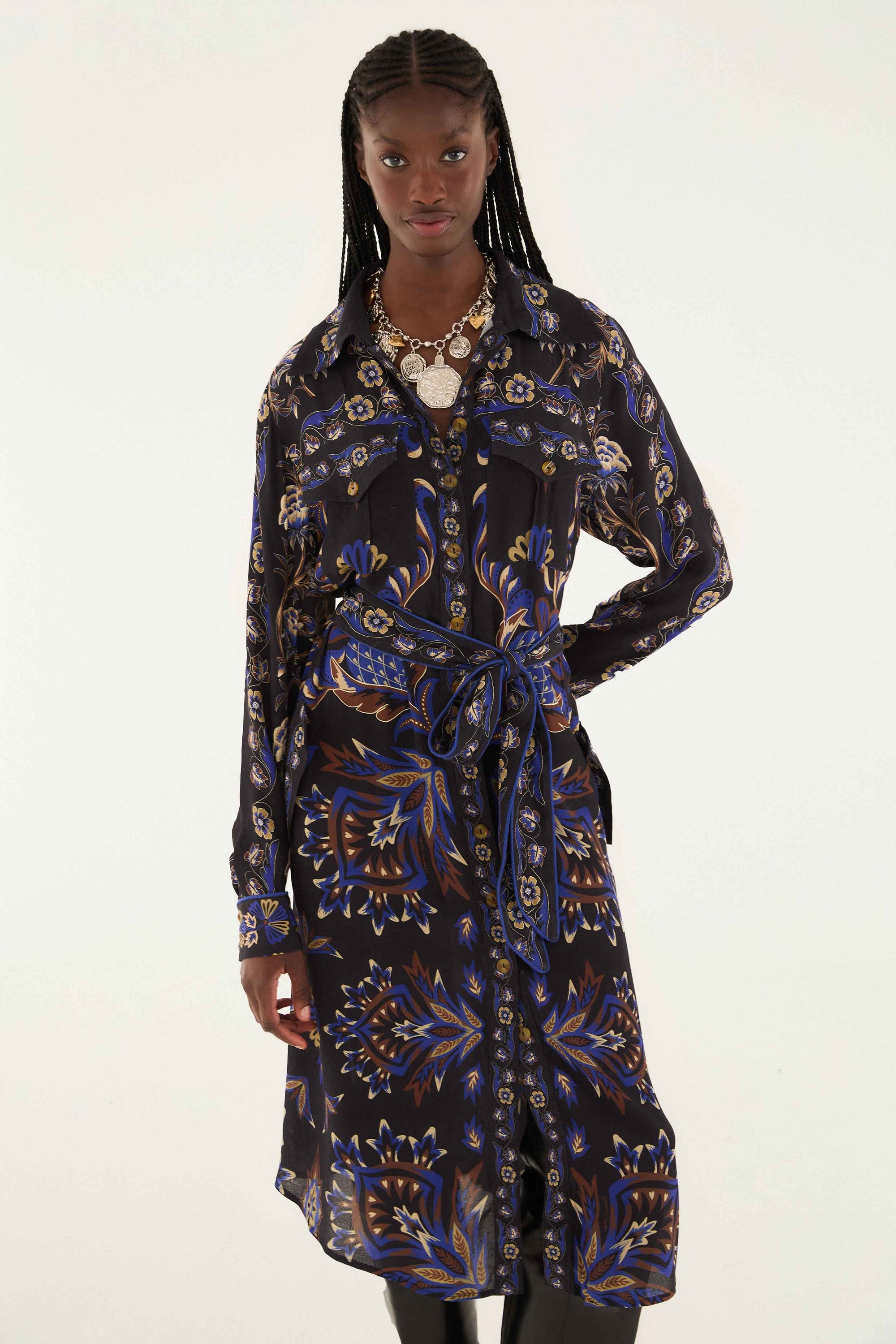 Mix Scarves Black Robe midi - Mix Scarves Black