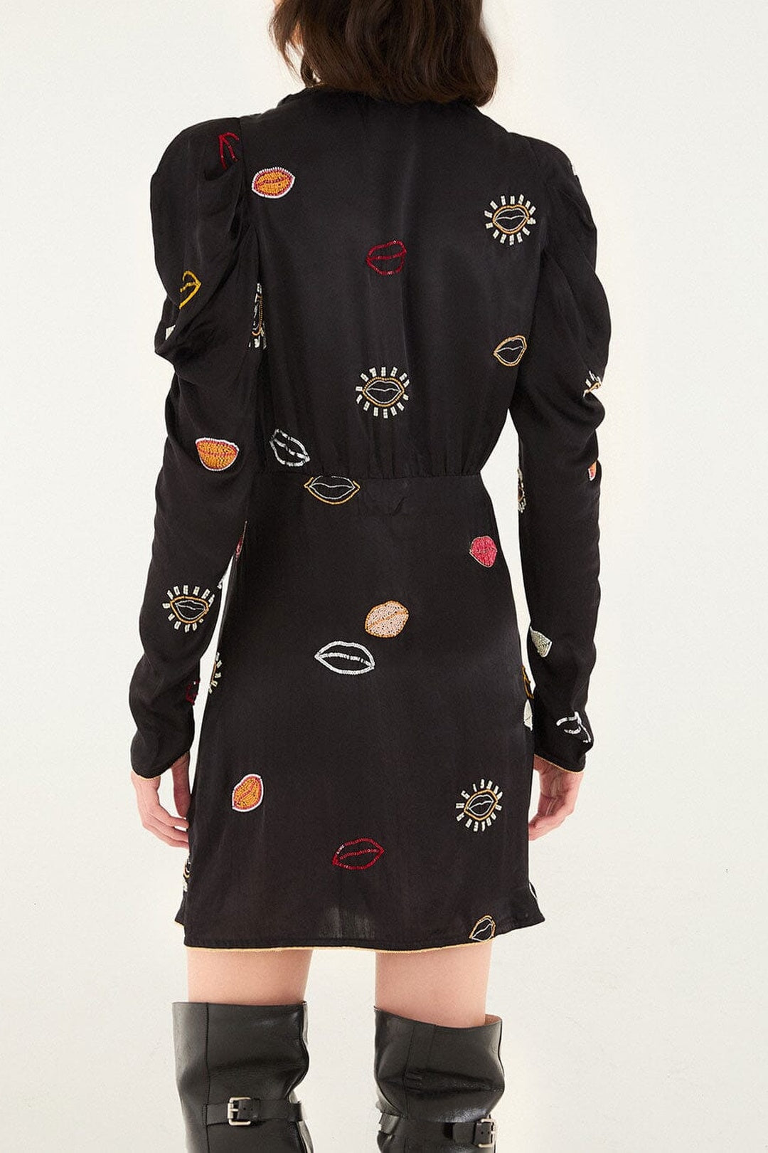 Robe courte Beaded Kisses - Noir