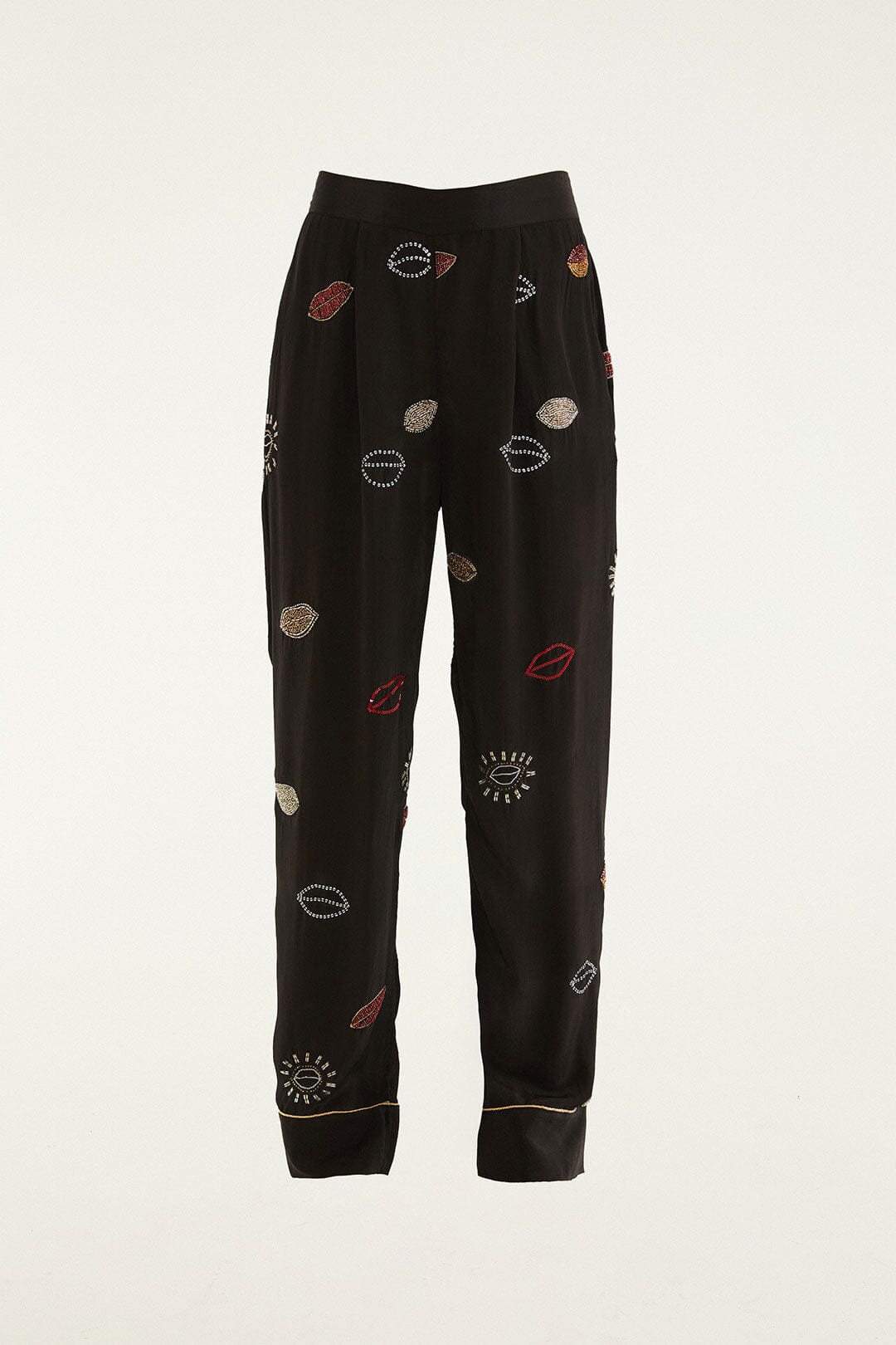 Beaded Kisses Black Pantalon - Beaded Kisses Black